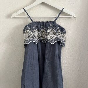 Baby gap Blue Strapless Dress with White Lace Detail